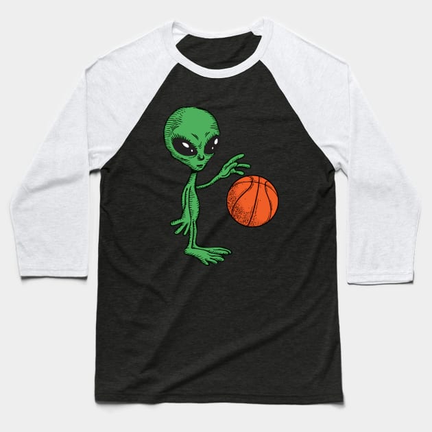 Funny Alien Basketball Planet Outer Space Baseball T-Shirt by mstory